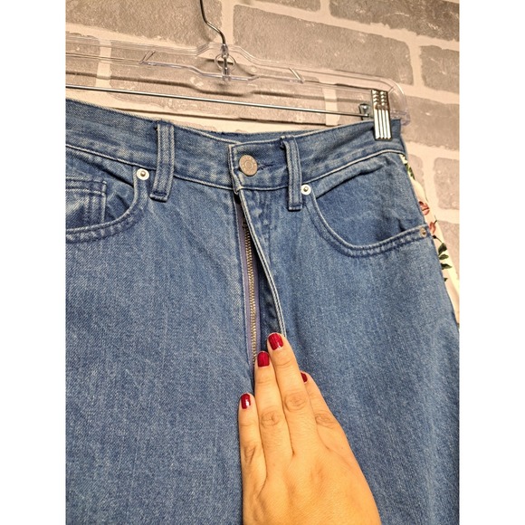 CLANE Womens Denim Floral Wide Leg High Waist Pants Bohemian Size‎ 25 - Picture 6 of 12